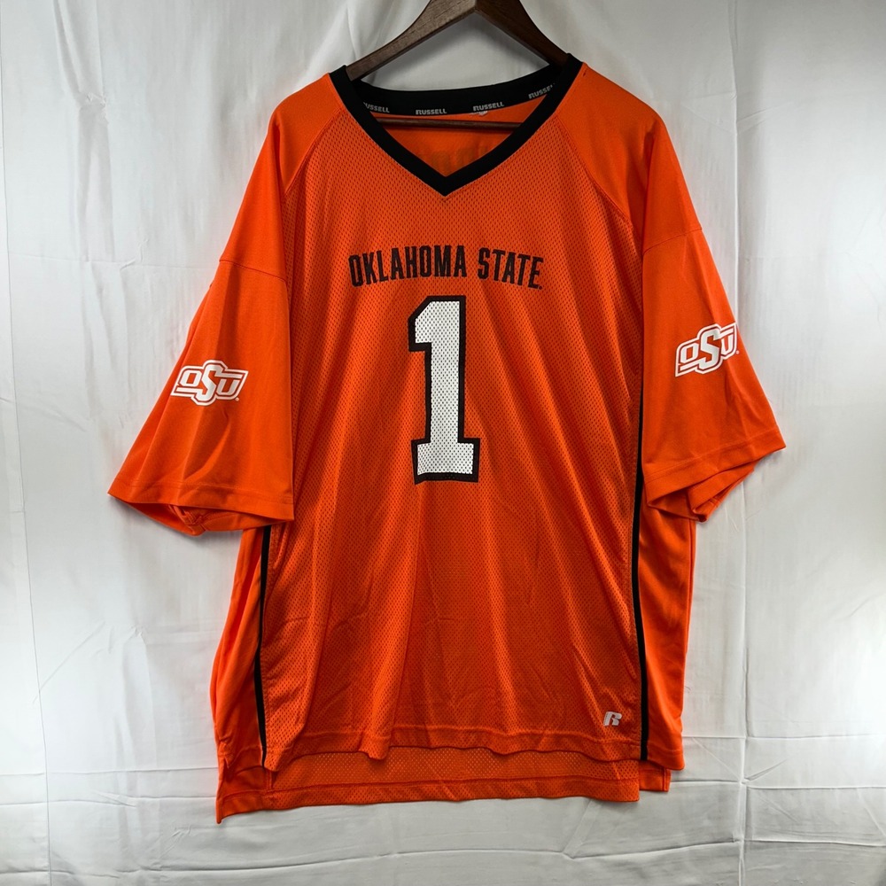 Oklahoma State Cowboys Russell Athletic Football Jersey Mens 2XL Orange #1 Mesh